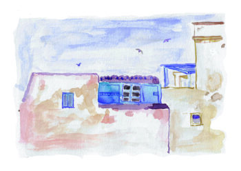 Toits terrasses, fenêtres bleues