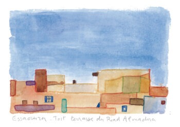 Essaouira, Toits terrasses, Ciel bleu